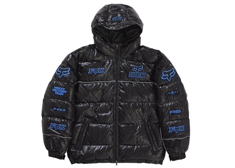 Supreme Fox Racing Shiny Down Puffer Jacket Zwart