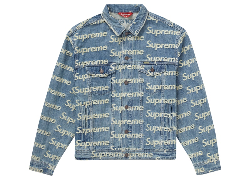 Supreme Frayed Logos Trucker Jacket Blauw