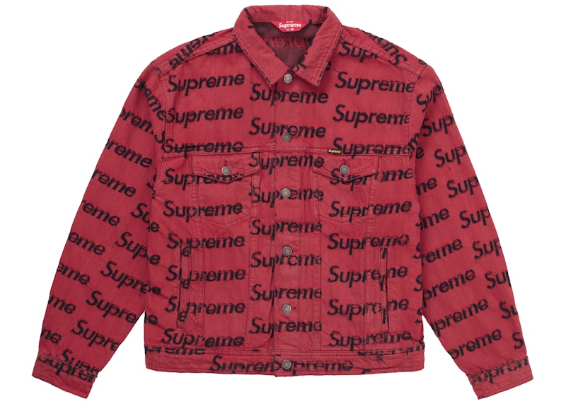 Supreme Frayed Logos Trucker Jacket Rood