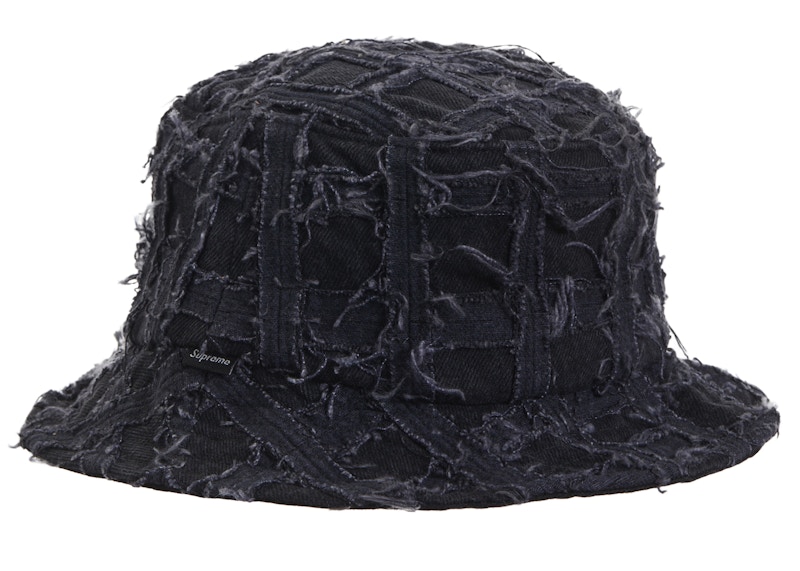 Supreme Frayed Patchwork Crusher Washed Zwart