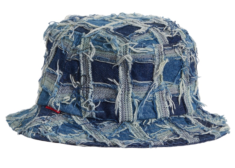 Supreme Frayed Patchwork Crusher Washed Blauw