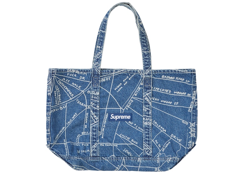 Supreme Gonz Map Tote Washed Blauw