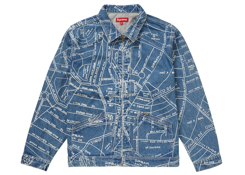 Supreme Gonz Map Work Jacket Washed Blauw