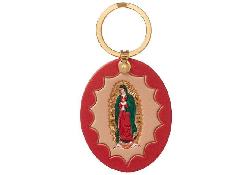 Supreme Guadalupe Leather Keychain Rood