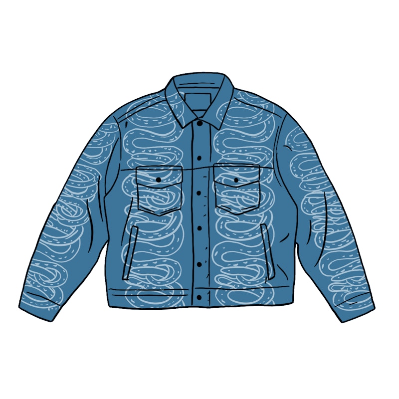 Supreme HYSTERIC GLAMOUR Snake Trucker Jacket Blauw