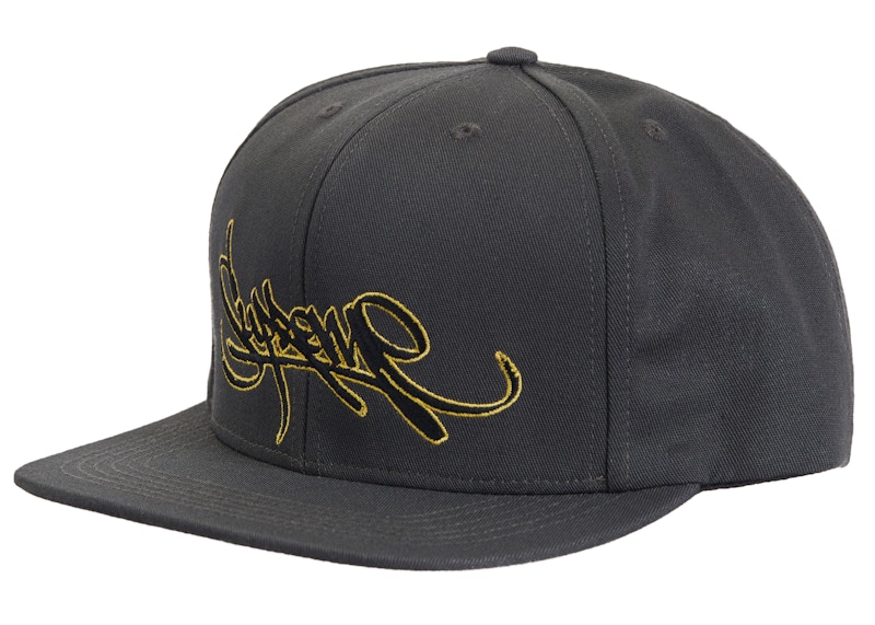 Supreme Handstyle 6-Panel Charcoal Zwart