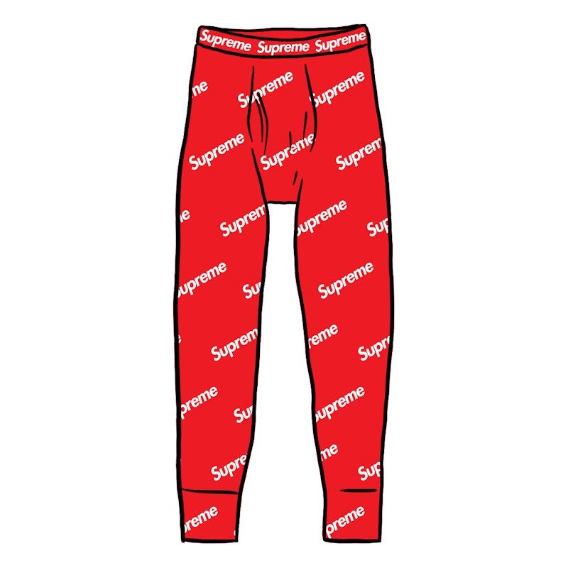 Supreme Hanes Thermal Pant Logos Rood