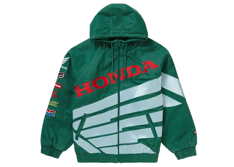Supreme Honda Fox Racing Puffy Zip Up Jacket Dark Groen