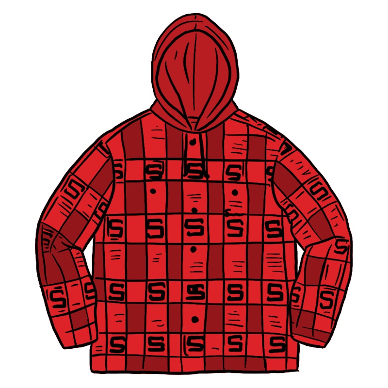 Supreme Hooded Shadow Plaid Shirt Rood