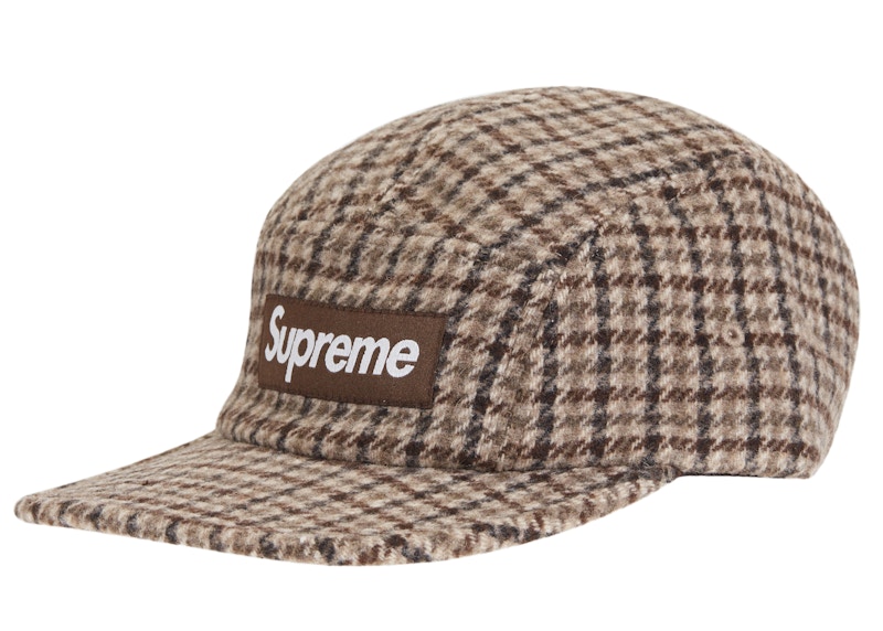 Supreme Houndstooth Wool Camp Cap Tan