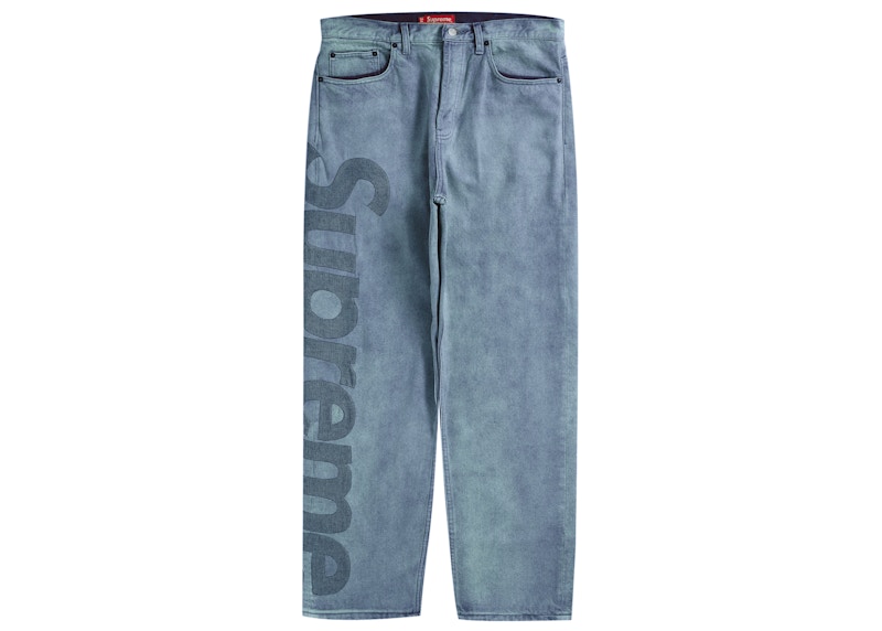 Supreme Inset Logo Jean Washed Blauw