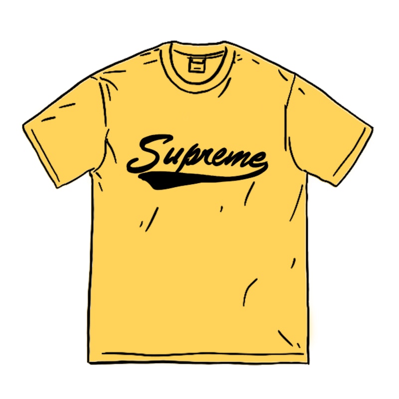 Supreme Intarsia Script S/S Top Geel