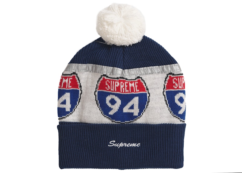 Supreme Interstate Reflective Beanie Dark Blauw