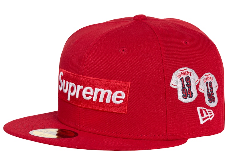 Supreme Jerseys Box Logo New Era Fitted Hat Rood