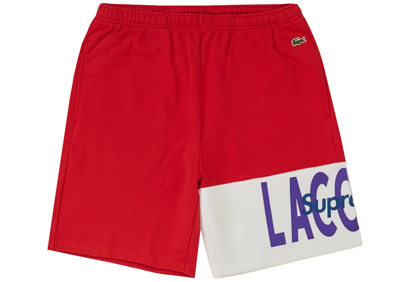 Supreme LACOSTE Logo Panel Sweatshort Rood