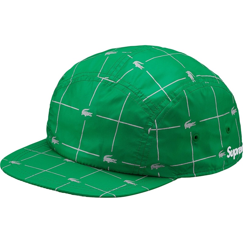 Supreme LACOSTE Reflective Grid Nylon Camp Cap Groen