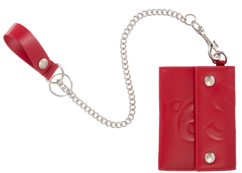 Supreme Leather Chain Wallet Rood