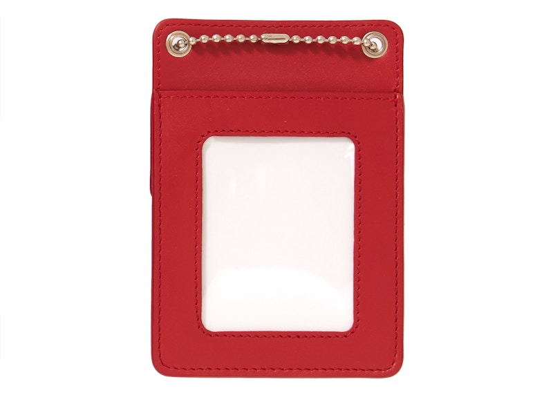 Supreme Leather ID Holder + Wallet Rood