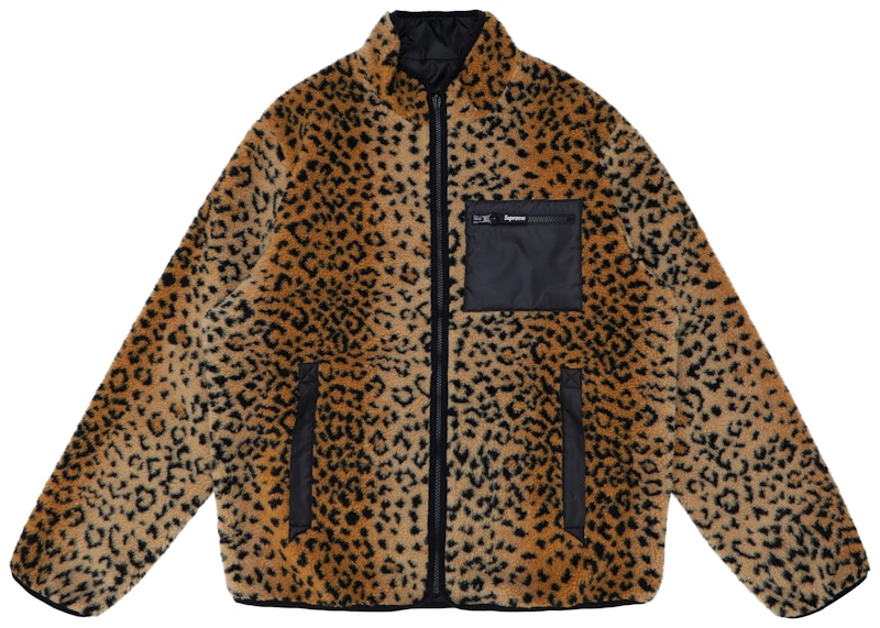 Supreme Leopard Fleece Reversible Jacket Zwart