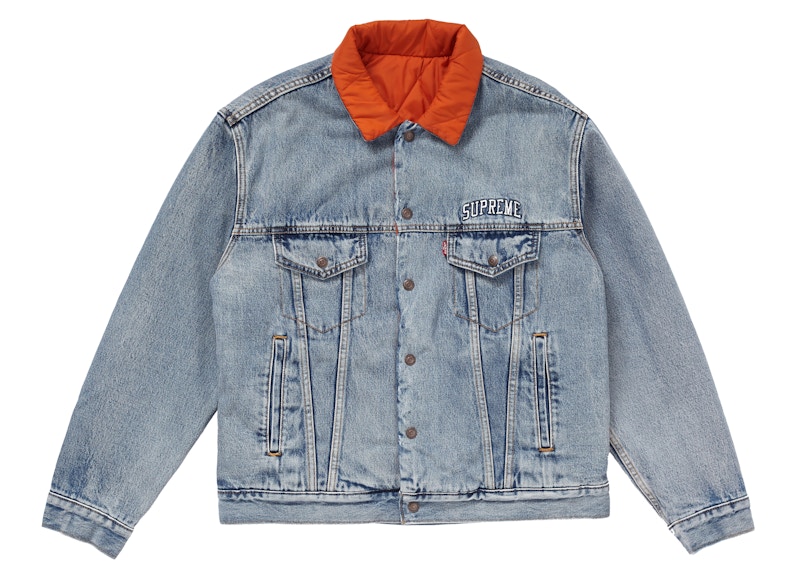 Supreme Levi’s Quilted Reversible Trucker Jacket Blauw