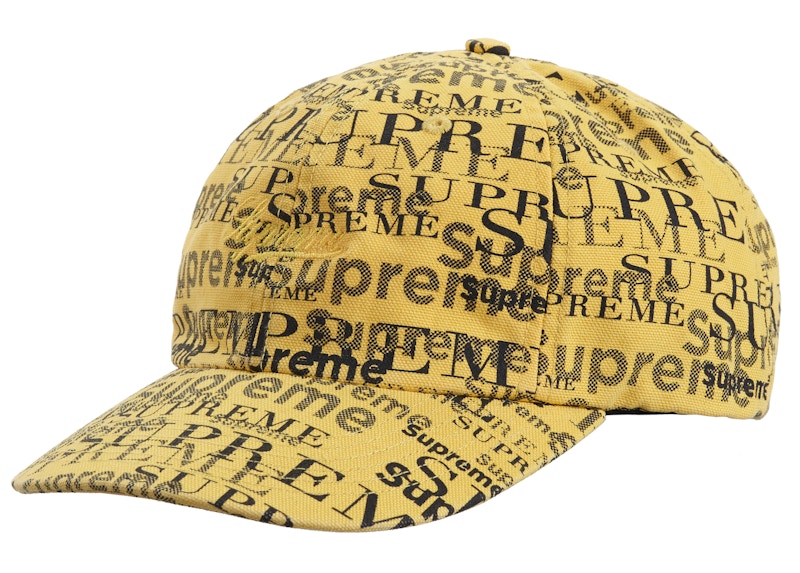 Supreme Logo Pattern 6-Panel Geel