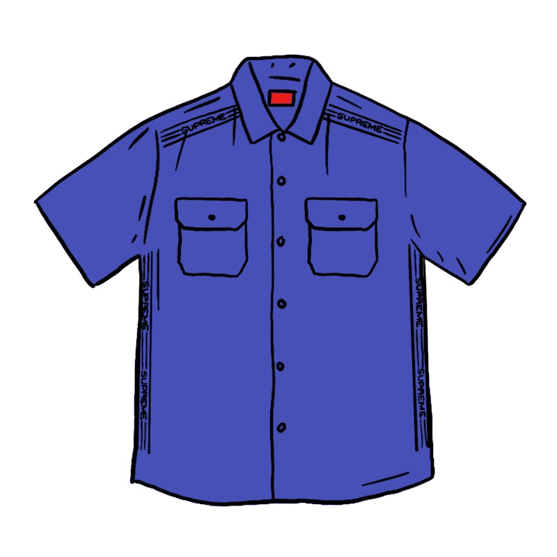 Supreme Logo Rib S/S Work Shirt Dusty Royal