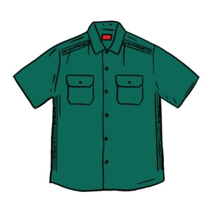 Supreme Logo Rib S/S Work Shirt Groen