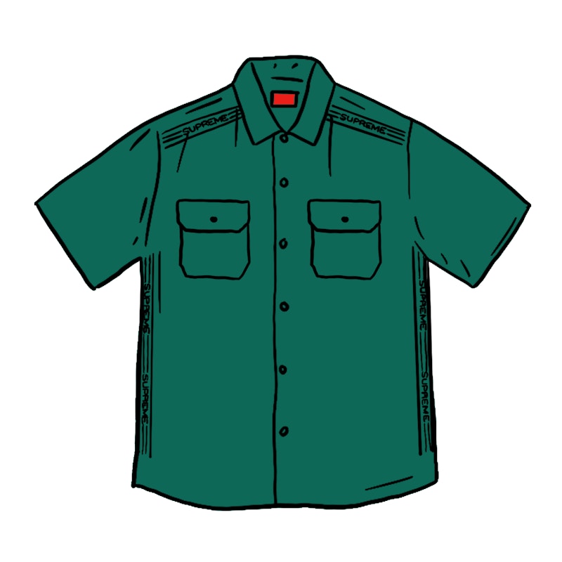 Supreme Logo Rib S/S Work Shirt Groen
