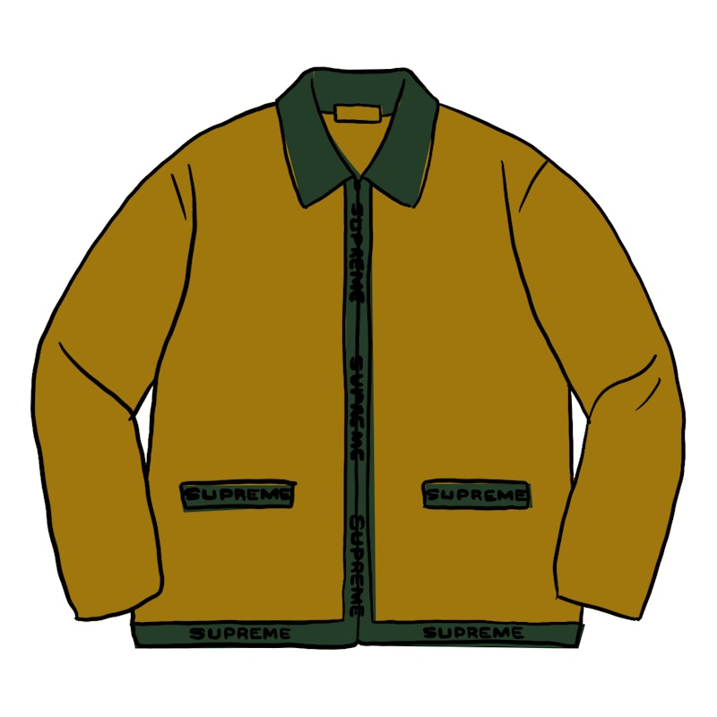 Supreme Logo Trim Zip Up Cardigan Olijf