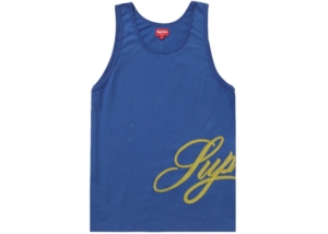 Supreme Mesh Script Tank Top Light Blauw