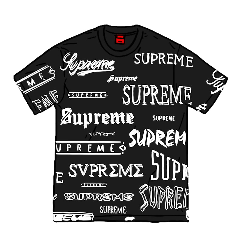 Supreme Multi Logo Tee Zwart