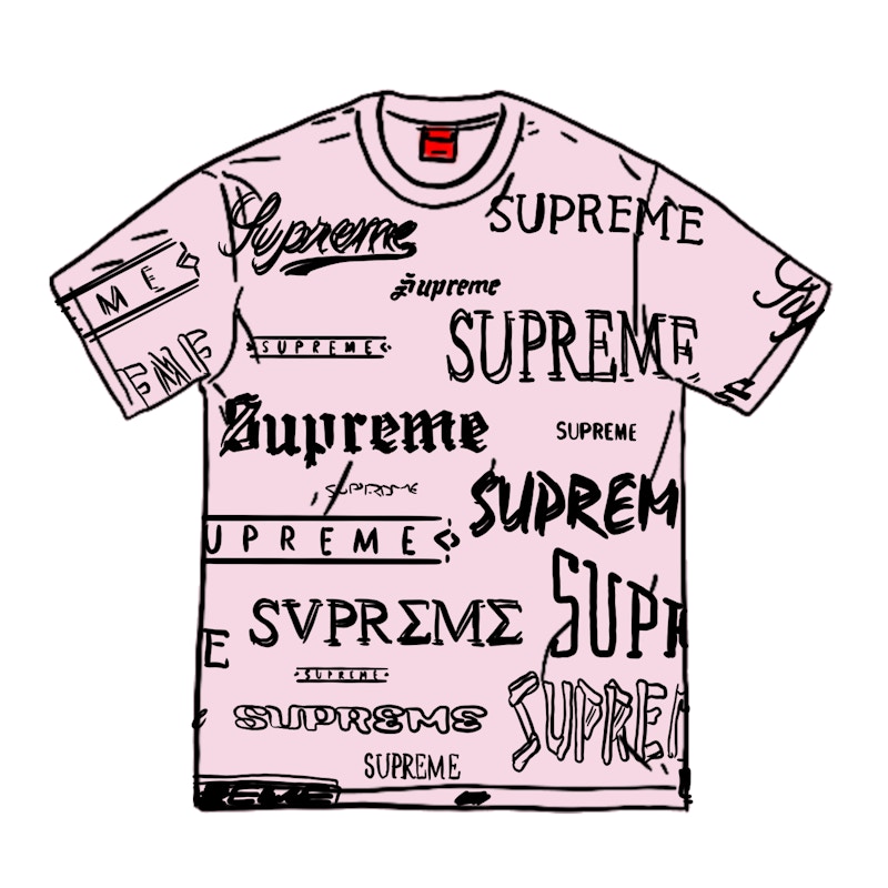 Supreme Multi Logo Tee Light Roze