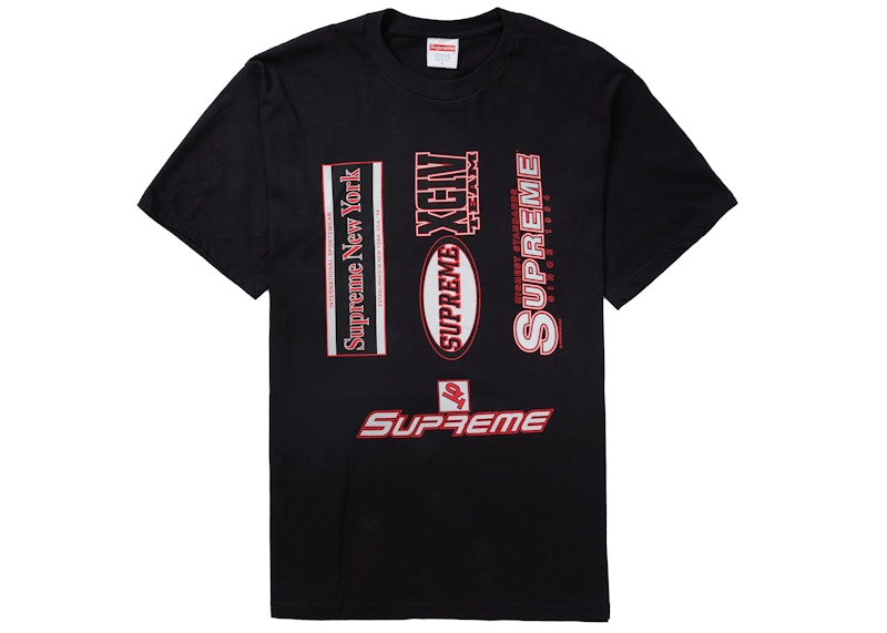 Supreme Multi Logos Tee Zwart
