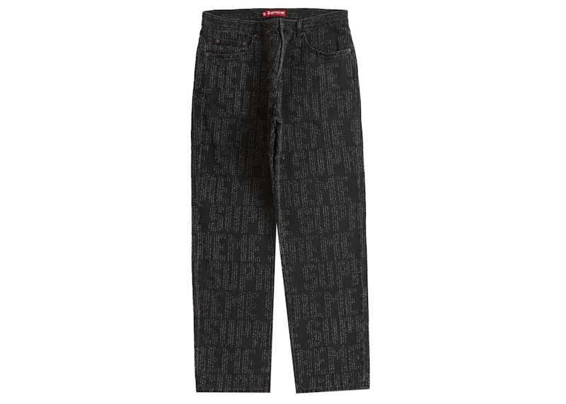 Supreme Needle Punch Regular Jean Washed Zwart