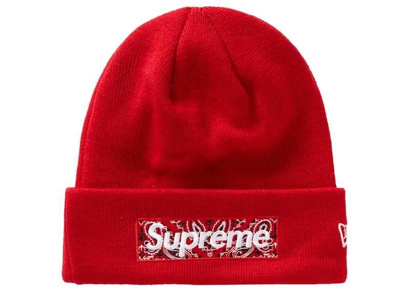 Supreme New Era Box Logo Beanie Rood