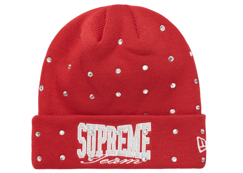 Supreme New Era Rhinestone Beanie Burnt Rood
