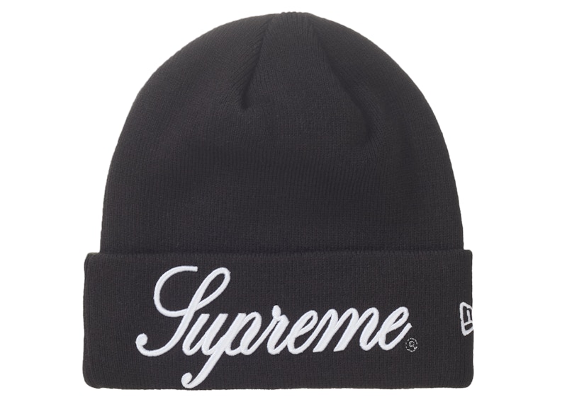 Supreme New Era Script Beanie Zwart