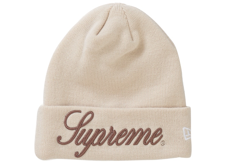 Supreme New Era Script Beanie Natural