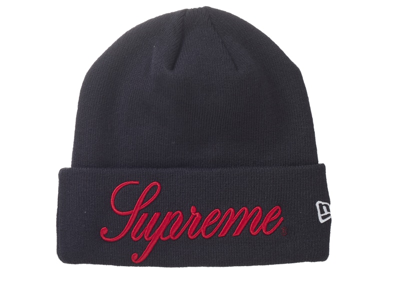 Supreme New Era Script Beanie Blauw