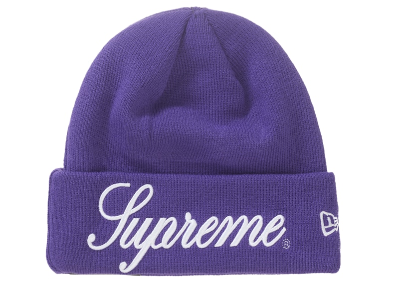 Supreme New Era Script Beanie Paars