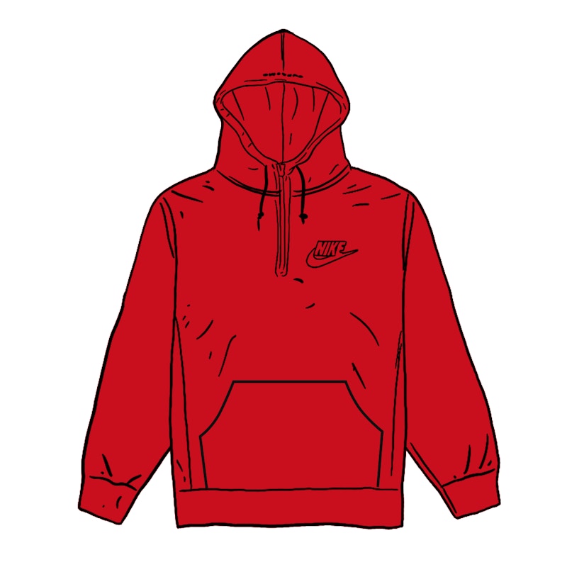 Supreme Nike Half Zip Hooded Sweatshirt Rood