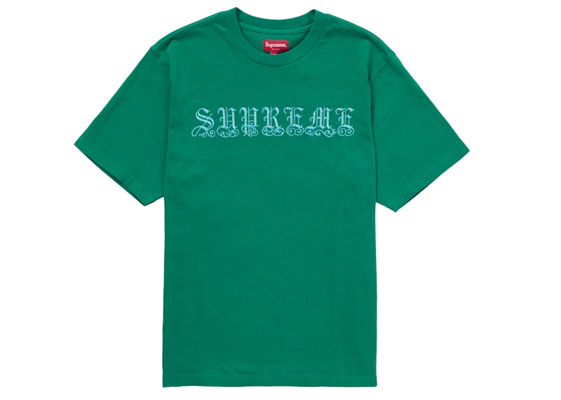 Supreme Old English Rhinestone Top Groen