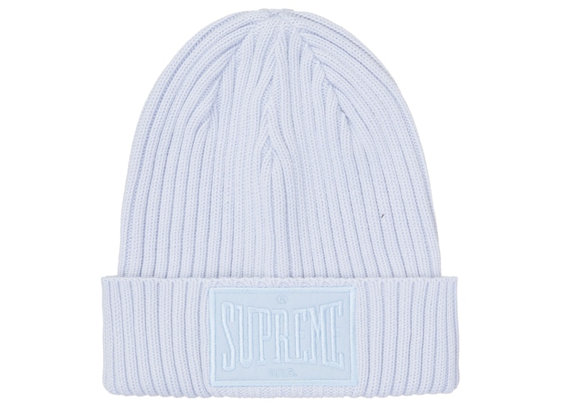Supreme Overdyed Patch Beanie Light Blauw