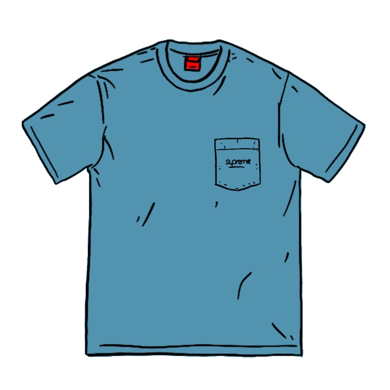 Supreme Overdyed Pocket Tee Dark Blauw