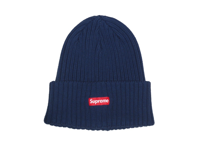 Supreme Overdyed Ribbed Beanie Blauw