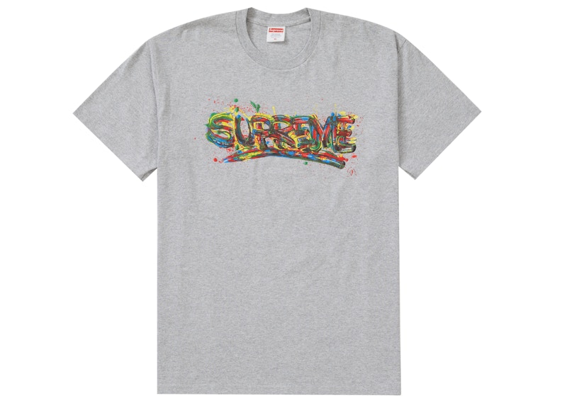 Supreme Paint Logo Tee Heather Grijs