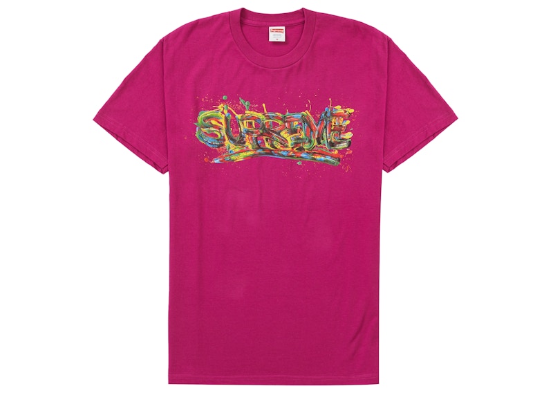 Supreme Paint Logo Tee Magenta Roze