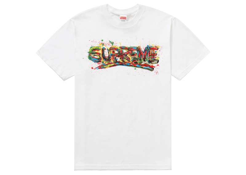 Supreme Paint Logo Tee Wit