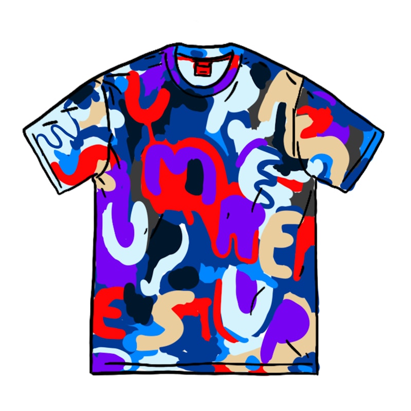 Supreme Painted Logo S/S Top Royal Blauw