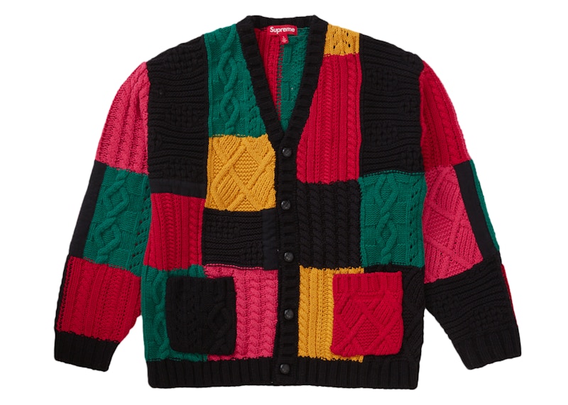 Supreme Patchwork Cable Knit Cardigan Zwart